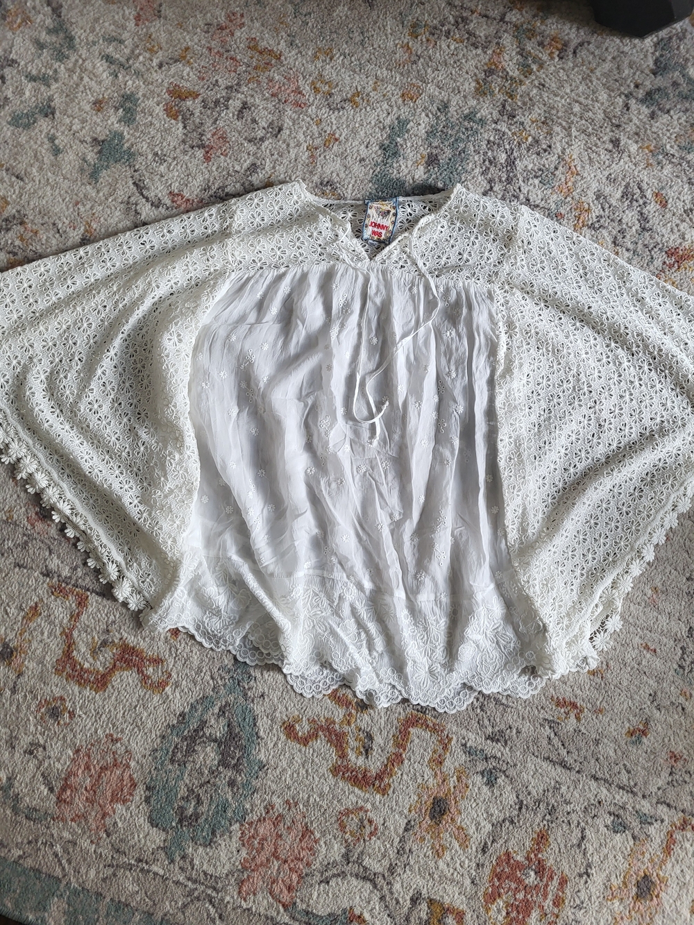 Johnny Was MELODIE TUNIC White Lace Boho Top